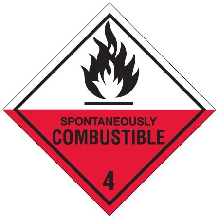 Bsc Preferred 4 x 4'' - ''Spontaneously Combustible - 4'' Labels BUY00025396
